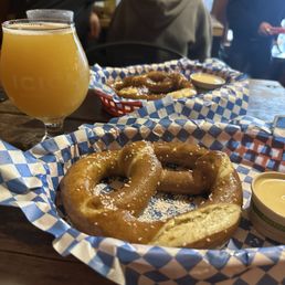 Pretzels and cheese - yum