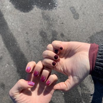 Star Nails & Spa - Gel manicure. Nails on the left is with their magnetic cat eye gel polish - Nail Salons Near Me - Amherst, Massachusetts