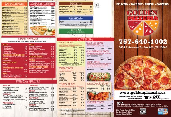 Menu photo 2 Golden Pizzeria Norfolk, VA