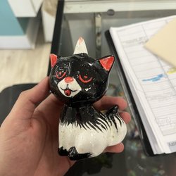 Cone 06 Pottery Painting Studio - Crazy cat looking flashy