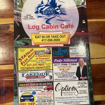 Log Cabin Cafe - Front page of menu - Cafes Near Me - Ridgedale, Missouri