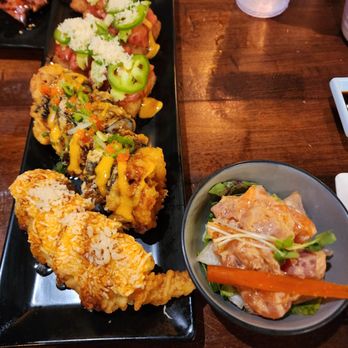 Sake 2 Me Sushi - Various cut rolls and small sashimi salad. - Sushi Bars Near Me - Cerritos, California Sake 2 Me Sushi - Various cut rolls and small sashimi salad. - Sushi Bars Near Me - Cerritos, California