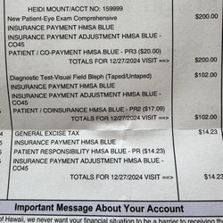 Eye Center of Hawai'i - Outrageous bill for a quick looksy scheduled.