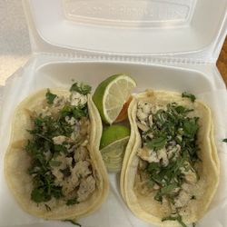 Two chicken fajita tacos, Yum!