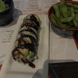 Shrimp Tempura Roll and Edamame