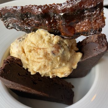 Carson Kitchen - Candied Bacon with brownie and ice cream. I did not like it. Hubs loved it. - New American Near Me - Salt Lake City, Utah Carson Kitchen - Candied Bacon with brownie and ice cream. I did not like it. Hubs loved it. - New American Near Me - Salt Lake City, Utah