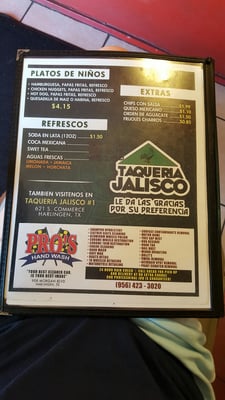 Menu photo 1 Taqueria Jalisco Harlingen, TX Menu photo 1 Taqueria Jalisco Harlingen, TX