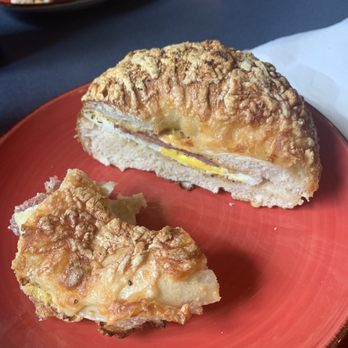 Soho Bagel & Cafe - Turkey bacon, egg, and cheese on an Asiago bagel - Bagels Near Me - Greece, New York Soho Bagel & Cafe - Turkey bacon, egg, and cheese on an Asiago bagel - Bagels Near Me - Greece, New York