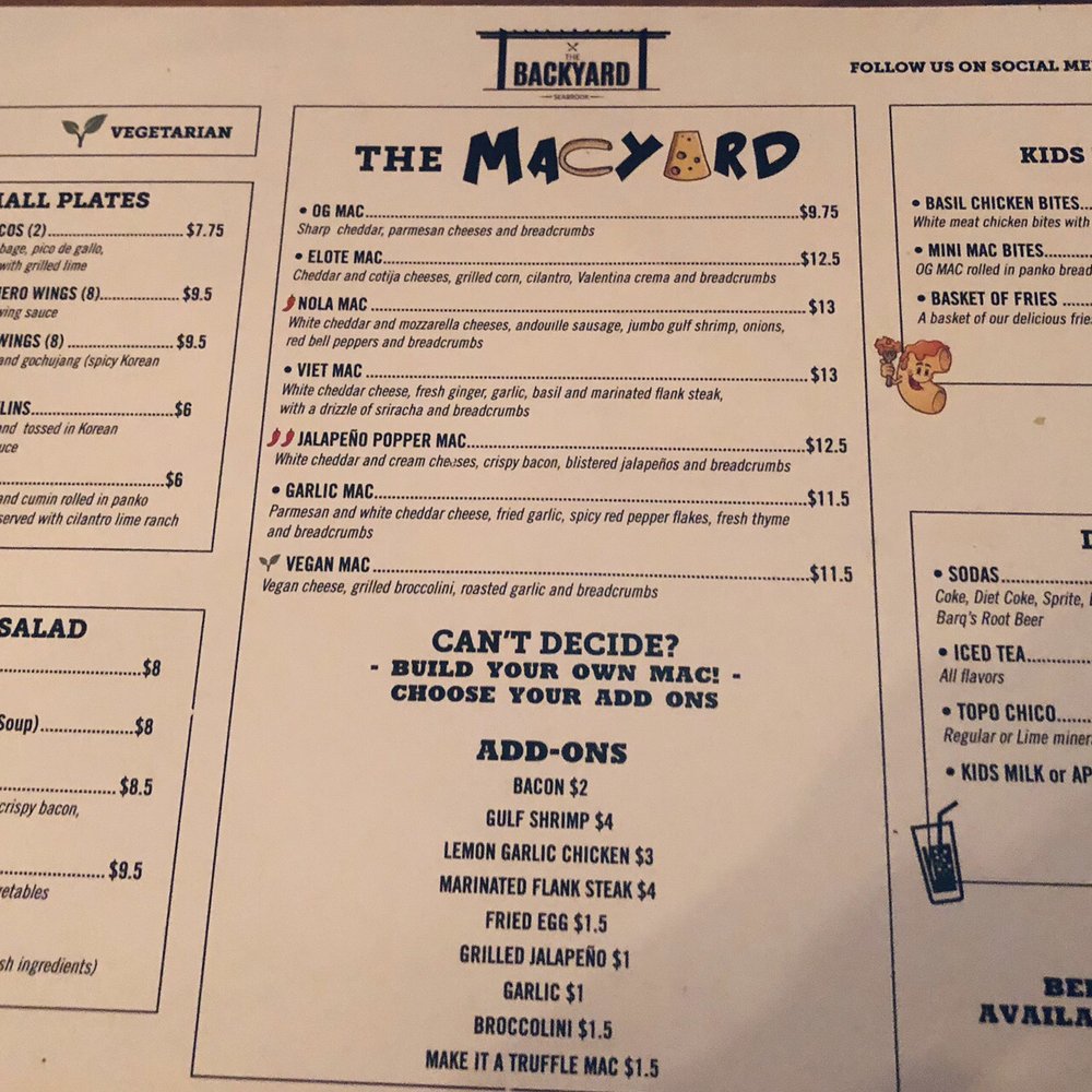 The Backyard - Menu - American Near Me - Seabrook, Texas The Backyard - Menu - American Near Me - Seabrook, Texas
