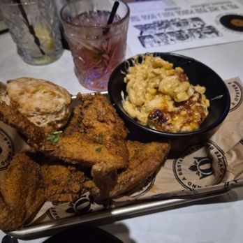 Louisiana Purchase - Dooky Chase (chicken wings, biscuit, gouda mac) - Cocktail Bars Near Me - San Diego, California Louisiana Purchase - Dooky Chase (chicken wings, biscuit, gouda mac) - Cocktail Bars Near Me - San Diego, California