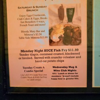 Lily's Seafood - Posted on the restroom stall. Can read it while you are there. - Breweries Near Me - Royal Oak, Michigan