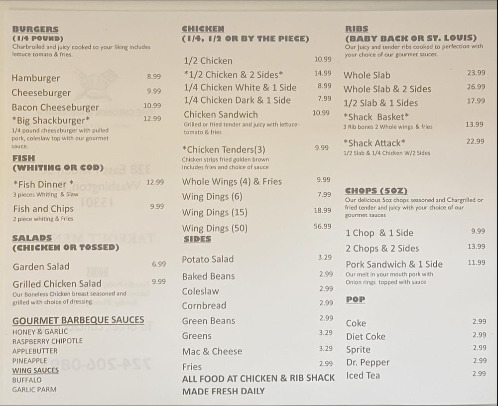 THE CHICKEN & RIB SHACK Updated September 2024 328 E Maiden St