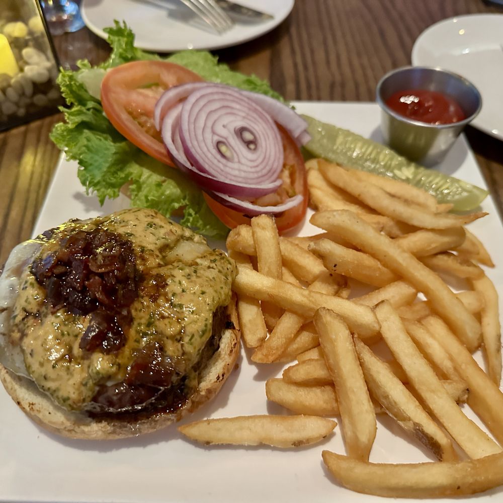 Insatiable - Burger (bacon jam, vermont cheddar, "D" sauce, brioche bun, fries) - Cocktail Bars Near Me - Philadelphia, Pennsylvania Insatiable - Burger (bacon jam, vermont cheddar, "D" sauce, brioche bun, fries) - Cocktail Bars Near Me - Philadelphia, Pennsylvania