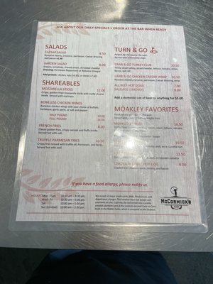 Menu photo 2 McCormick's at Moakley House Ithaca, NY Menu photo 2 McCormick's at Moakley House Ithaca, NY