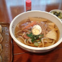 Udon noodles & Kim chi dumplings.