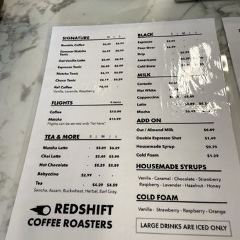 Redshift Coffee Roasters - Menu - Coffee & Tea Near Me - Lake Forest, California Redshift Coffee Roasters - Menu - Coffee & Tea Near Me - Lake Forest, California