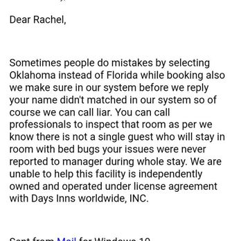 Days Inn by Wyndham Miami - The terrible email I received when I complained to their corporate office. - Hotels Near Me - Miami, Oklahoma Days Inn by Wyndham Miami - The terrible email I received when I complained to their corporate office. - Hotels Near Me - Miami, Oklahoma