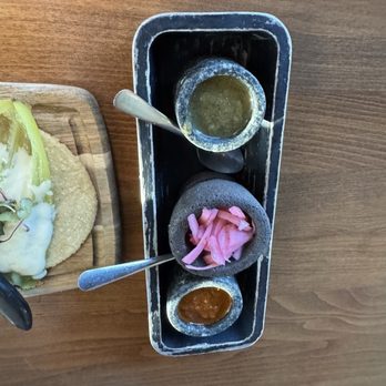 Pura Brasa - Tomatillo and red Salas with picked onions - Steakhouses Near Me - Sumner, Washington