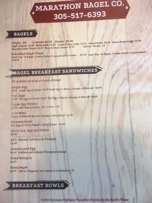 Menu photo 8 Marathon Bagel Marathon, FL
