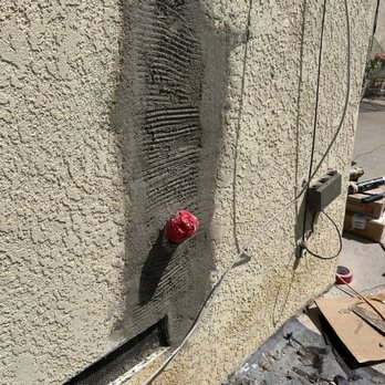 Fresh Stucco Plastering - Mid way through the repair - Stucco Services Near Me Fresh Stucco Plastering - Mid way through the repair - Stucco Services Near Me