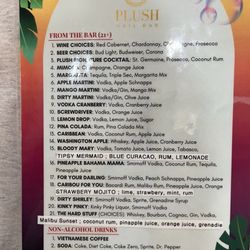 Plush Nail Bar - Drink menu