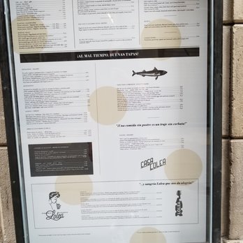 Casa Lolea - Menu outside the restaurant - Tapas Bars Near Me - Barcelona, B