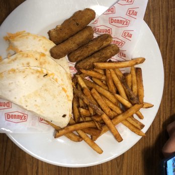 Denny's - Cheese quesadillas with seasoned fries and mozzarella cheese sticks - American Near Me - Woodbridge, Ontario