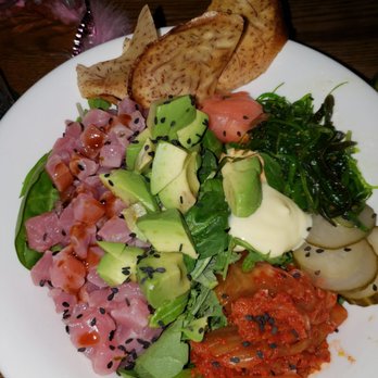 Belfast Love Public House - Tuna Poke bowl with mix salad as the base instead of the black rice - Irish Pub Near Me - Toronto, Ontario