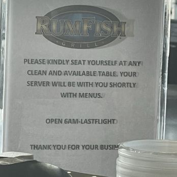 RumFish - Open seating. They are actually open from 6am to the "last flight" of the day - similar in other airports - Seafood Near Me - Tampa, Florida