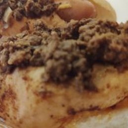 Not their usual hot dog sauce. More like a leftover burger thrown on top Not their usual hot dog sauce. More like a leftover burger thrown on top