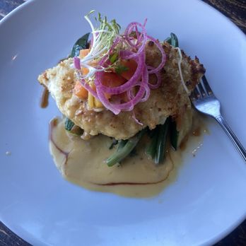 The Fish Hopper - Macadamia nut encrusted halibut. So delicious. Great food, great view, yummy drinks too! - Seafood Near Me - Monterey, California The Fish Hopper - Macadamia nut encrusted halibut. So delicious. Great food, great view, yummy drinks too! - Seafood Near Me - Monterey, California