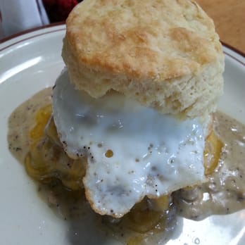 Pine State Biscuits - reggie deluxe: fried chicken, bacon, cheese, gravy and egg..with biscuit - Southern Near Me - Portland, Oregon Pine State Biscuits - reggie deluxe: fried chicken, bacon, cheese, gravy and egg..with biscuit - Southern Near Me - Portland, Oregon
