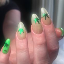 Top Shelf Nails - Med almond gelX set with stickers