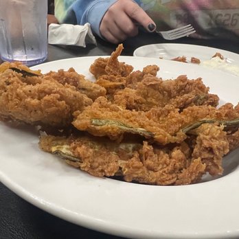 Red Oak Fillin' Station - Fried pickle appetizer. My daughter called it "clumsy" cause all the breading kept falling off. Tasted great though! We were both fans. - Southern Near Me - Hot Springs, Arkansas Red Oak Fillin' Station - Fried pickle appetizer. My daughter called it "clumsy" cause all the breading kept falling off. Tasted great though! We were both fans. - Southern Near Me - Hot Springs, Arkansas