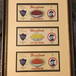 Cardinal Frame & Art - The latest project--I found old vegetable tin labels in a local dollar basket and had them framed to match a specific kitchen.