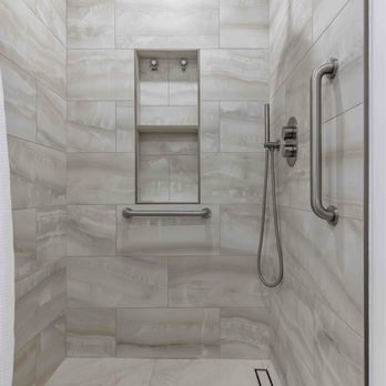GADI Construction - Los Altos # bathroom remodeling # shower pan # tile # floating vanity # LED mirrors # bathroom fixtures - General Contractors Near Me - Santa Clara, California