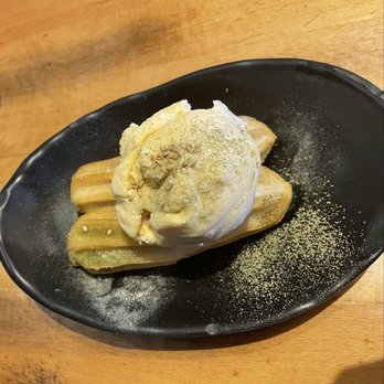 Sojo Ramen - Green Tea Carmel filled Churro with ice cream. Um yeah these were - Ramen Near Me - Las Vegas, Nevada Sojo Ramen - Green Tea Carmel filled Churro with ice cream. Um yeah these were - Ramen Near Me - Las Vegas, Nevada