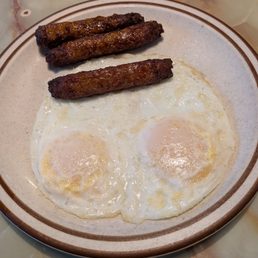 Eggs and sausage links Eggs and sausage links