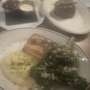 The James - Swordfish, mashed potatoes, broccolini, steak - American Near Me - Charleston, South Carolina