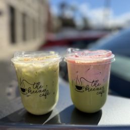 Iced Banana Cream Matcha and Iced strawberry matcha
