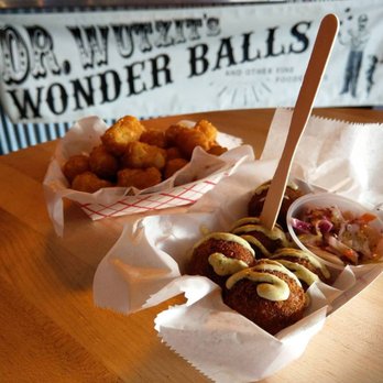 Dr Wutzit's Wonder Balls - hot dog with mustard and ketchup - Street Vendors Near Me Dr Wutzit's Wonder Balls - hot dog with mustard and ketchup - Street Vendors Near Me