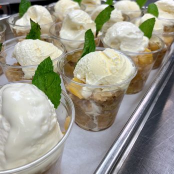 Sweet Heats Catering - Peach Cobbler Cups - Caterers Near Me Sweet Heats Catering - Peach Cobbler Cups - Caterers Near Me