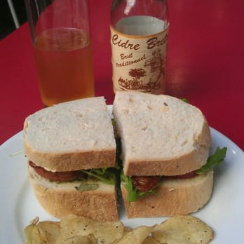 J+A Café - Chorizo, cheddar and home made pesto sandwich...and a 'cidre Newton' - Coffee & Tea Near Me - London, XGL