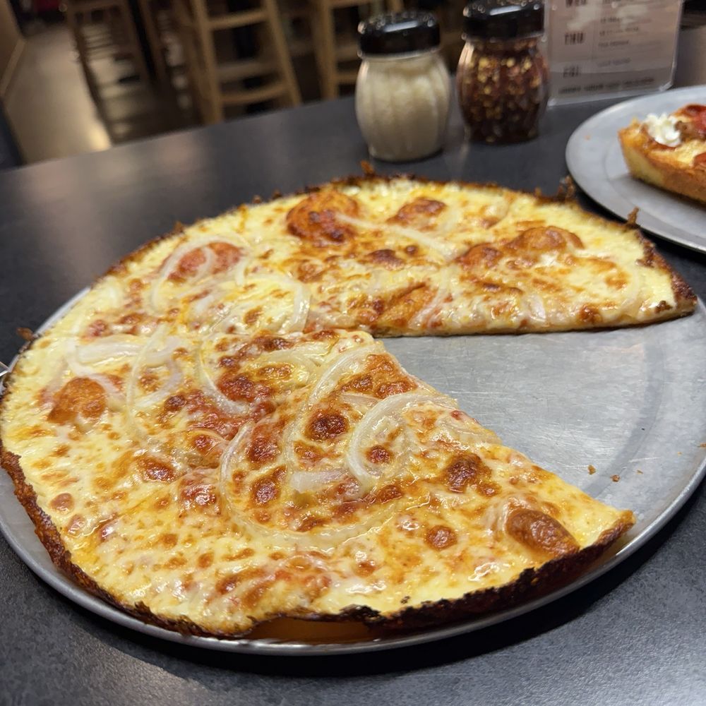 Via 313 - Bar style pizza with white onions. - Pizza Near Me - Webster, Texas Via 313 - Bar style pizza with white onions. - Pizza Near Me - Webster, Texas