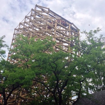Goliath - The orange train "ghost train" is on a test drive upside down after maintenance! Come on engineering/maintenance! Fix it! - Amusement Parks Near Me - Gurnee, Illinois