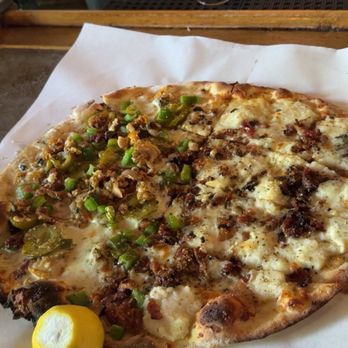 BAR - Half Mashed Potato & Bacon and Clam Casino pizza.  It' was really good! - Pizza Near Me - New Haven, Connecticut