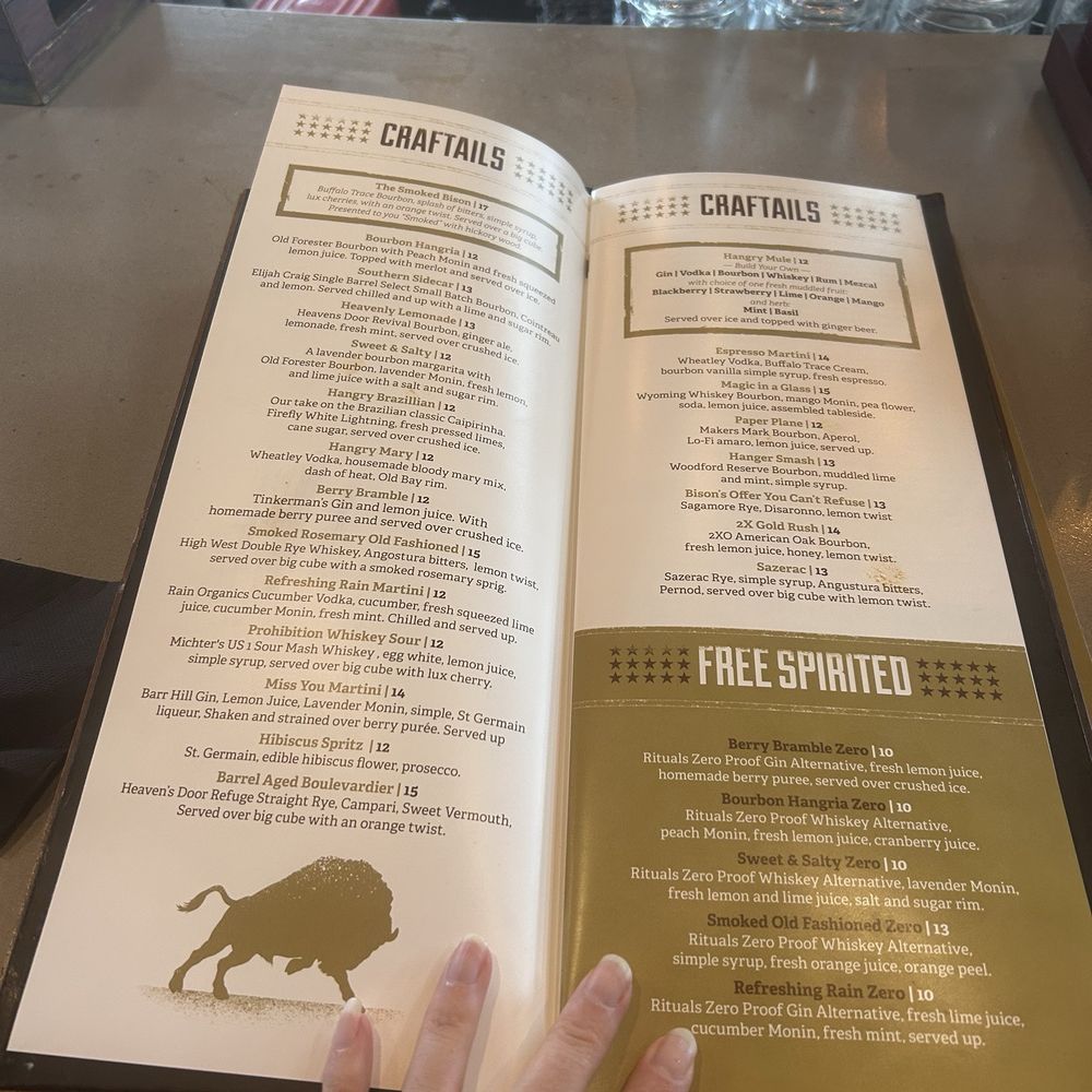 The Hangry Bison - Cocktail menu - Burgers Near Me - Winter Garden, Florida