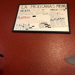 La Mexicana - La mexicanas menu