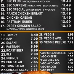 Bagel Street Cafe -Stockton - Sandwich Menu