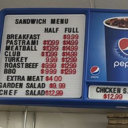 Pine Valley Store - Sandwich menu